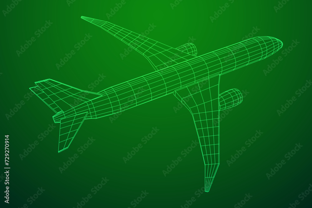 Airplane. Abstract airliner. Wireframe vector illustration Airplane. Abstract airliner. Wireframe vector illustration