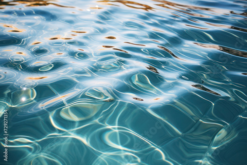 Tranquil Aqua Bliss: A Vibrant Oasis of Clear Waters and Ripple Patterns, Illuminated by Sunlight on a Bright Summer Day