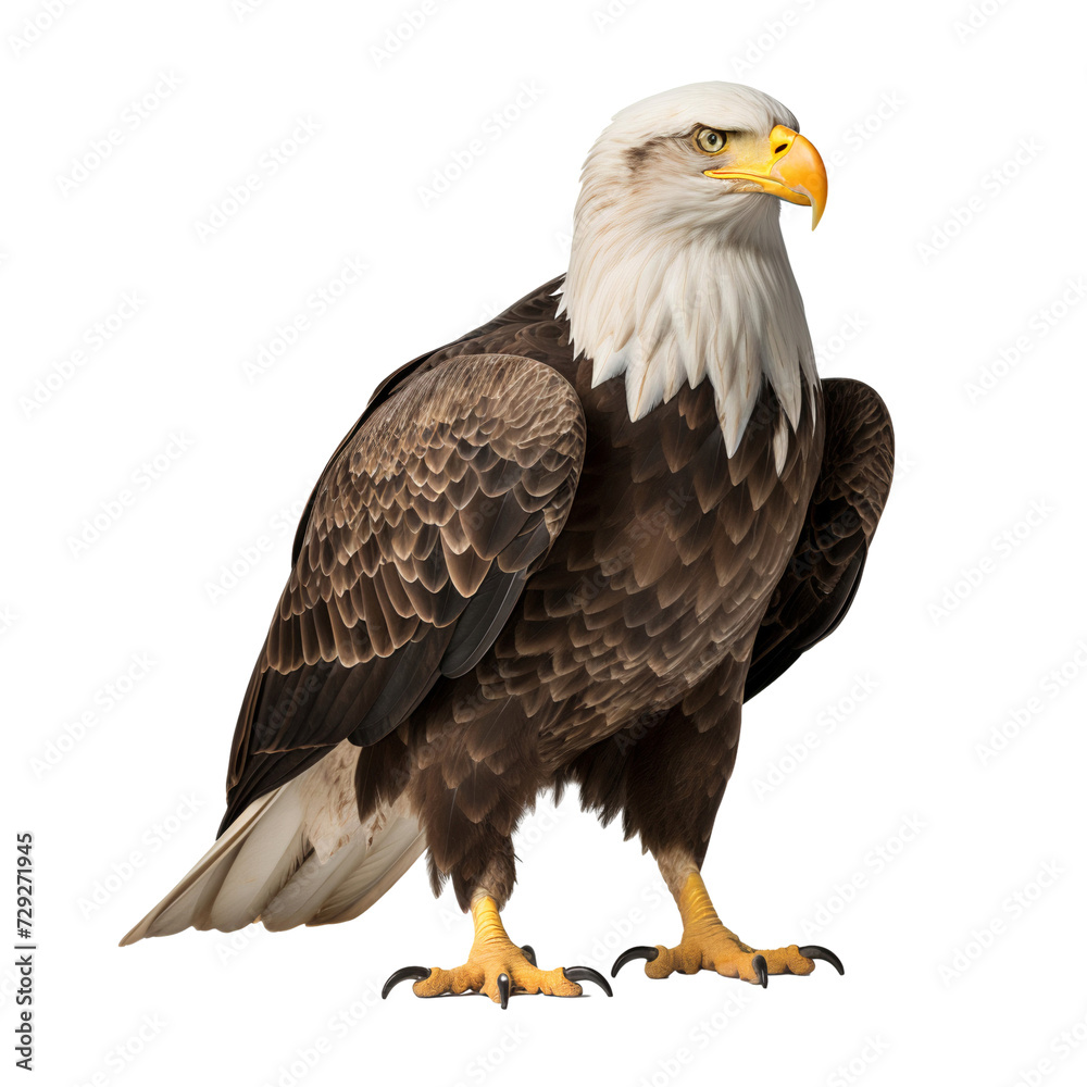 American bald eagle full body, transparent, isolated on white background American bald eagle full body, transparent, isolated on white background