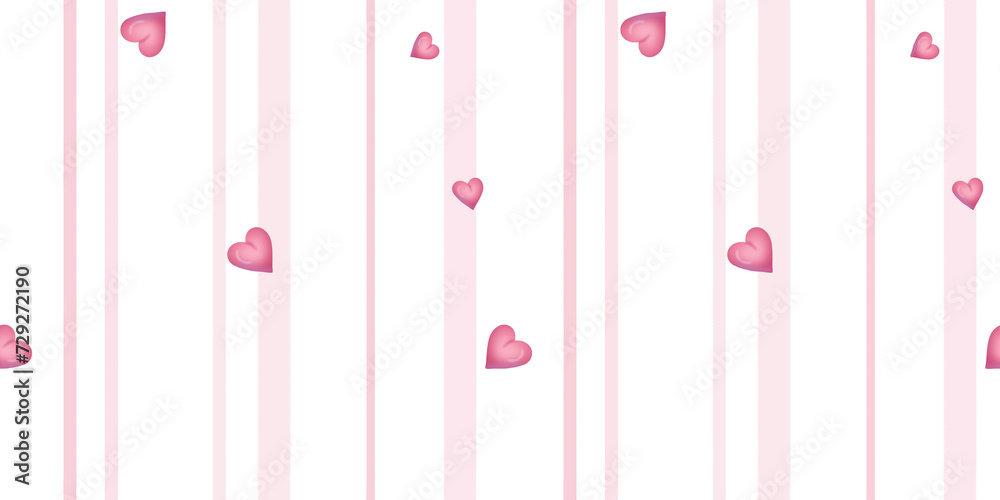 Seamless pattern. Valentine hearts with pink lines on the white background Seamless pattern. Valentine hearts with pink lines on the white background