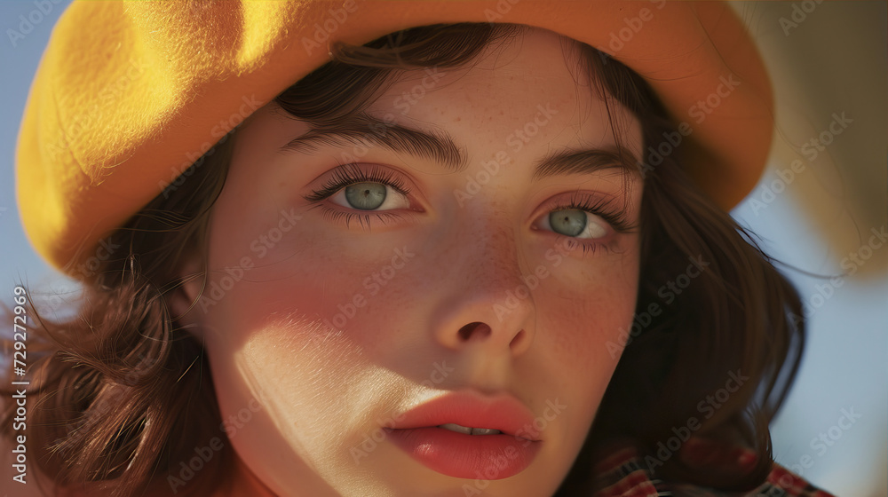Close-up portrait of a girl in a beret
Close-up portrait of a girl in a beret
