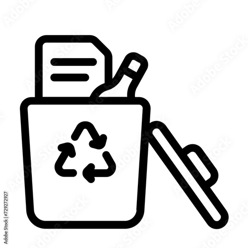 Recycle trash bin icon with line style