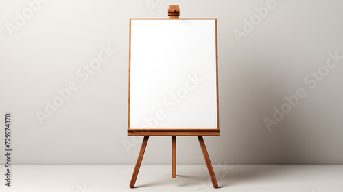 a blank canvas on a wooden easel on white background 