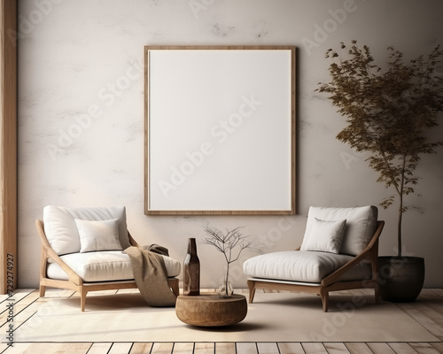 Interior Styling with Furniture Mockup in Modern 3D Room and Stylish Lighting