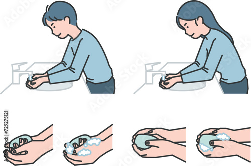 use soap to clean handwashing illustration
