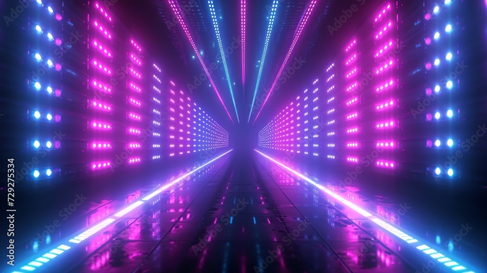 Techno rave-themed background with pulsating strobe lights, laser beams, and high-energy visuals, suitable for intense and electrifying streams Generative AI