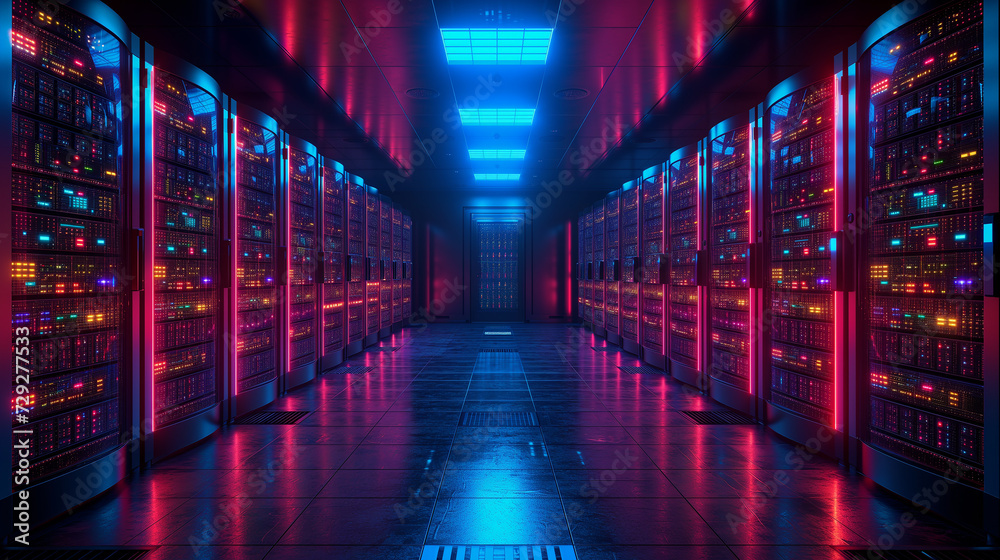 Rows of servers symbolizing forefront of information storage technology Rows of servers symbolizing forefront of information storage technology