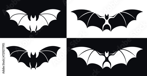 Fruit bat logo. Isolated bats on white background