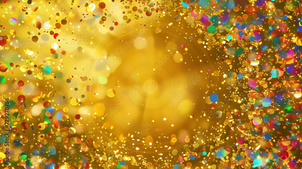 Abstract Gold texture background with magic circle, blurred and glitter,