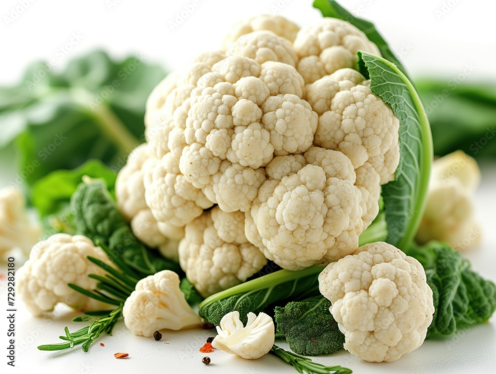 head of fresh cauliflower white background head of fresh cauliflower white background