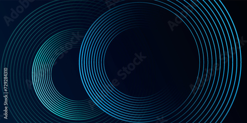 Abstract glowing geometric lines on dark background. Modern shiny blue oval lines pattern. Futuristic technology concept. Suit for cover, poster, banner