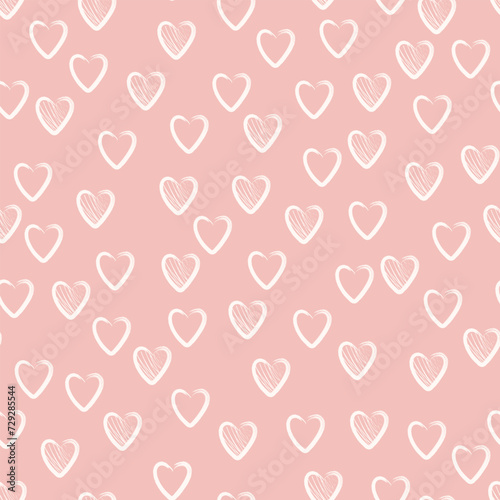 Seamless pattern of white hearts. Linear heart pattern. Abstract hearts. Doodles, lines, forms. For Mother's Day, March 8, Valentine's Day