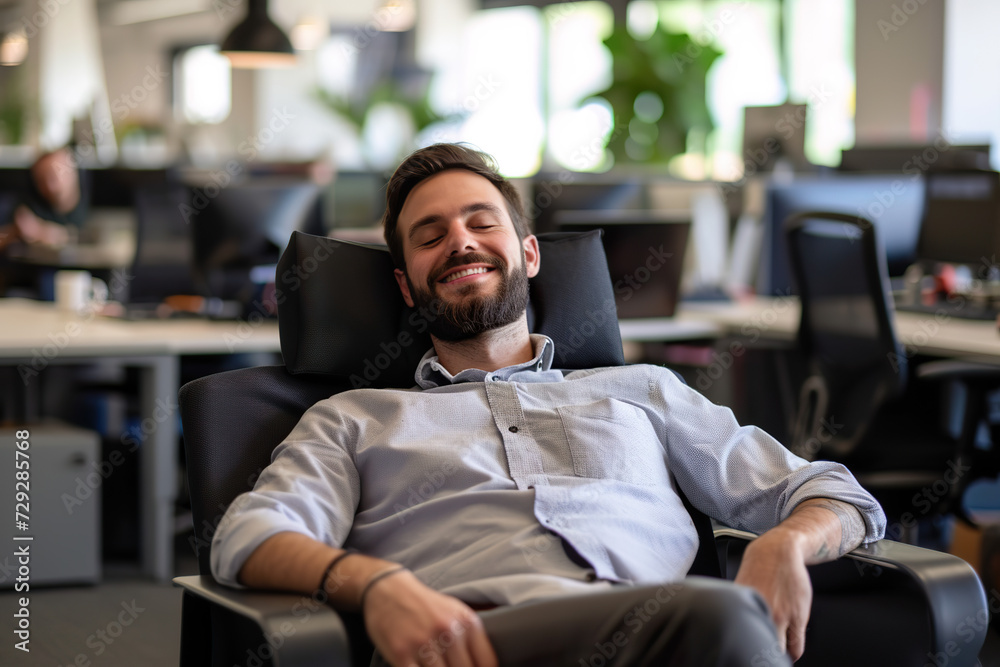 Beaming Employee Embraces Positivity in the Office Environment Beaming Employee Embraces Positivity in the Office Environment