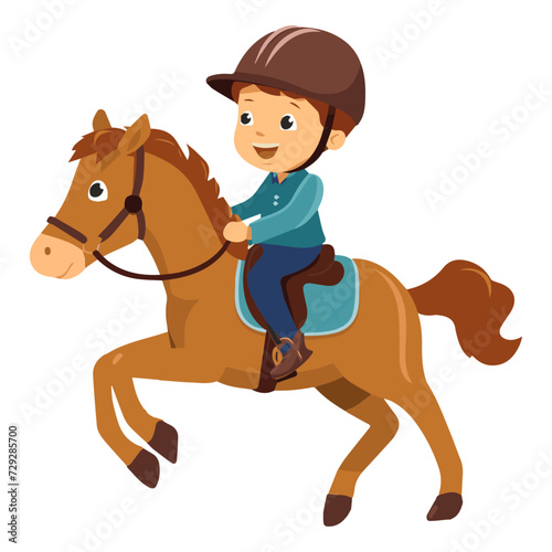 A cute boy Riding a Horse