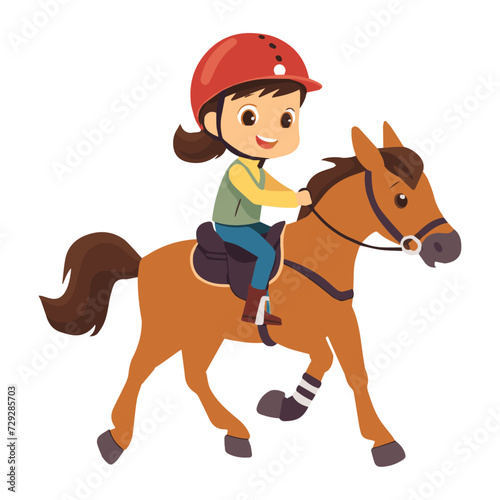 A cute girl Riding a Horse