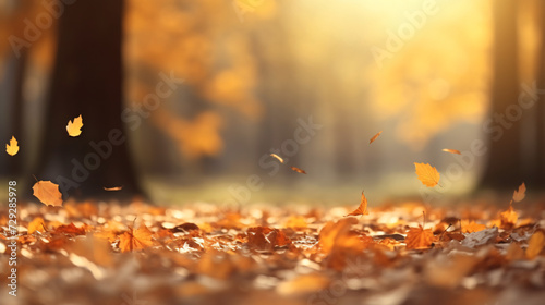 Dry autumn falling leaves