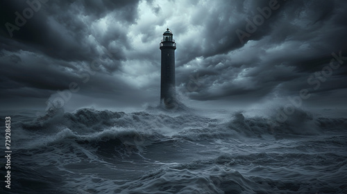 Lighthouse in the storm, generative ai