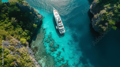 Luxury yacht aerial view.  © Vika art