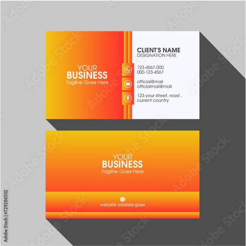 Gradient business card template. Vector modern business card templates. Creative corporate visiting card design. Elegant visiting card layout. 