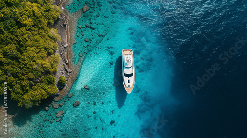 Luxury yacht aerial view.  © Vika art