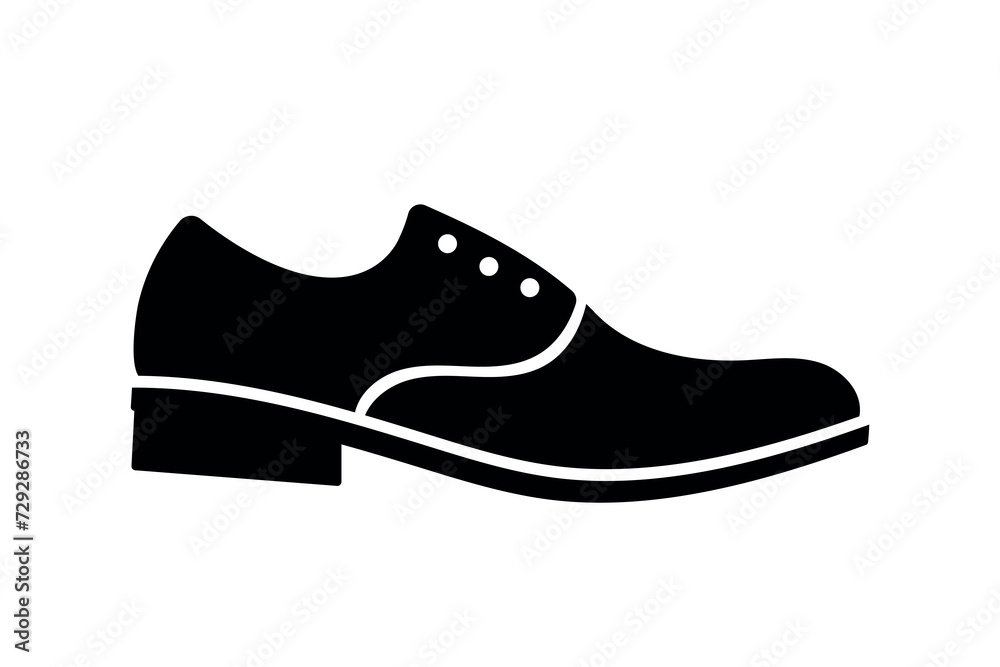 shoe silhouette, simple black icon, leather footwear logo, vector illustration