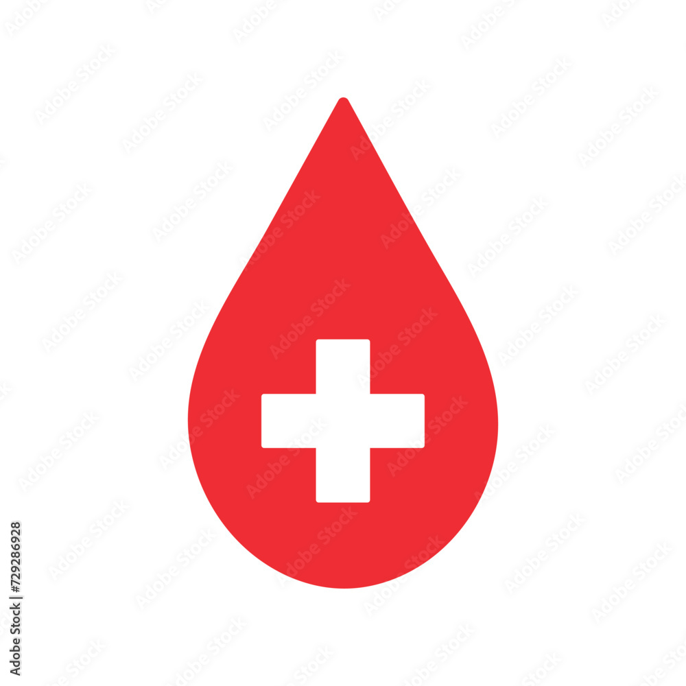 red blood drop icon with white medical cross symbol, donor concept, flat vector illustration red blood drop icon with white medical cross symbol, donor concept, flat vector illustration