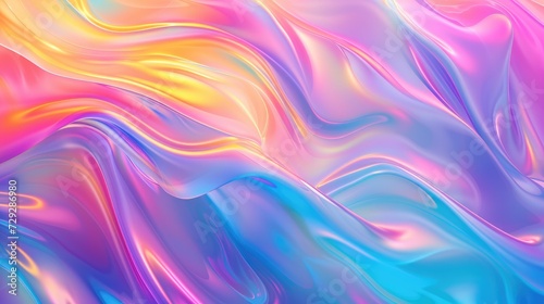 Holographic Waves in Vibrant Rainbow Colors Abstract