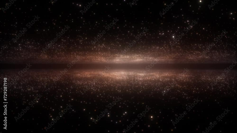 Abstract animation glow gold particles spark on black background for technology background. 4K 3D chaotic motion of glow particles gold flying in the air