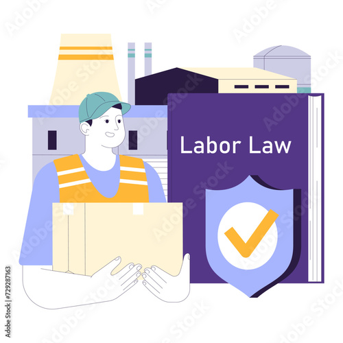 Social equity. Labor rights in the industrial sector. Civil society and community engagement for better future and equal opportunities. Diversity and inclusion. Flat vector illustration