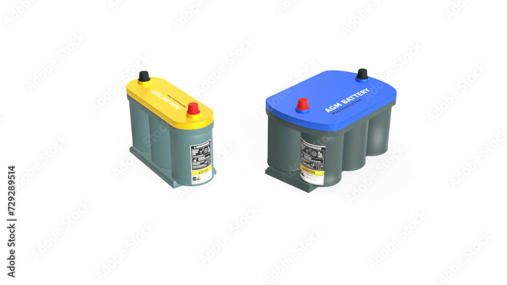 Spiral AGM battery 12 volt in blue and yellow. 3D rendering illustration, isolated on white background
Spiral AGM battery 12 volt in blue and yellow. 3D rendering illustration, isolated on white background