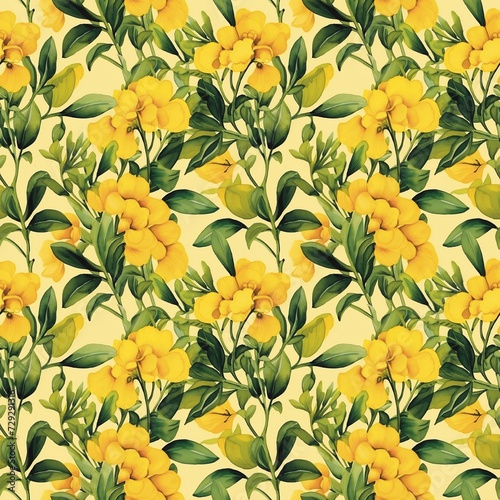 seamless floral pattern Yellow wallflower, wallflower leaves, watercolor pattern, vintage seamless pattern. art, culture, craftsmanship, wallpaper, backgrounds designs 