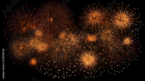 Beautiful bright festive fireworks on a black background at night.