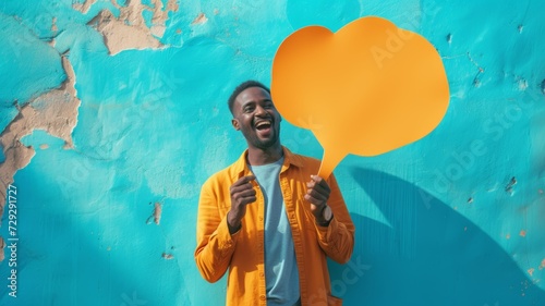a man with a speech bubble