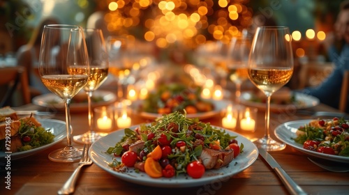 festive table setting with dishes