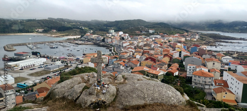 View of a fishing village in Galicia, Spain. Muxia, coast of death
