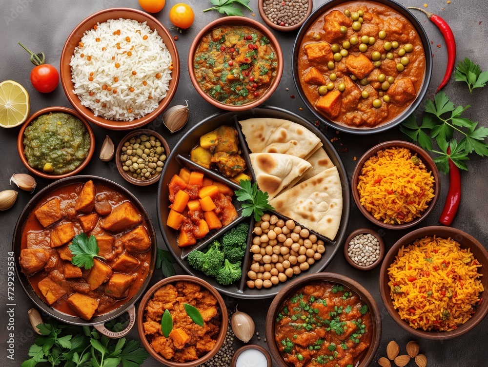 Indian cuisine dishes assortment Indian cuisine dishes assortment