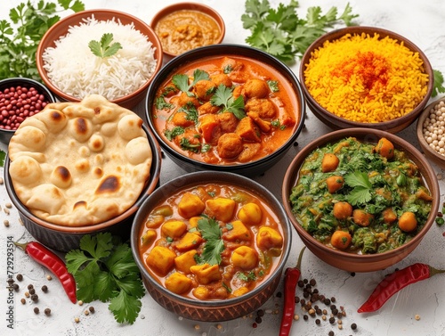 Indian cuisine dishes assortment
