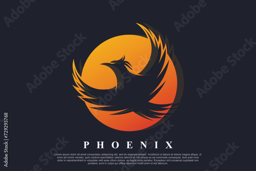 Phoenix logo design unique concept Premium Vector