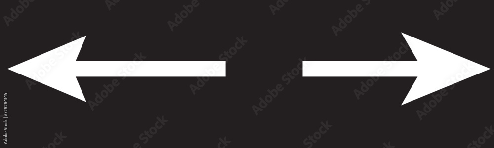Left and right arrow, pointer, cursor in opposite direction. Intersection, navigation, forward-backward arrow element