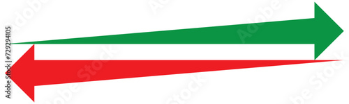 Left and right arrow, pointer, cursor in opposite direction. Intersection, navigation, forward-backward arrow element