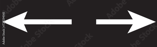 Left and right arrow, pointer, cursor in opposite direction. Intersection, navigation, forward-backward arrow element photo