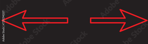 Left and right arrow, pointer, cursor in opposite direction. Intersection, navigation, forward-backward arrow element