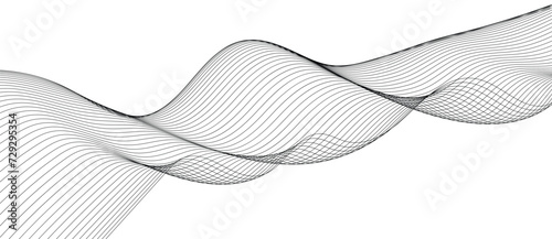 curved wavy lines tech futuristic motion background. Abstract wave element for design. Wave with lines created using blend tool. Curved wavy line png