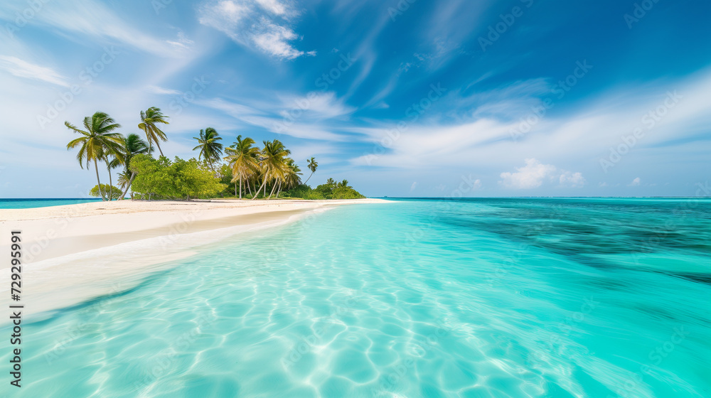 Fototapeta premium paradise exotic island and turquoise ocean. natural background, amazing landscape.