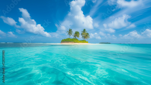 paradise exotic island and turquoise ocean. natural background, amazing landscape.