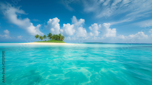paradise exotic island and turquoise ocean. natural background, amazing landscape. photo