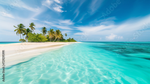 paradise exotic island and turquoise ocean. natural background, amazing landscape. © ver0nicka