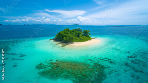 paradise exotic island and turquoise ocean. natural background, amazing landscape. aerial view