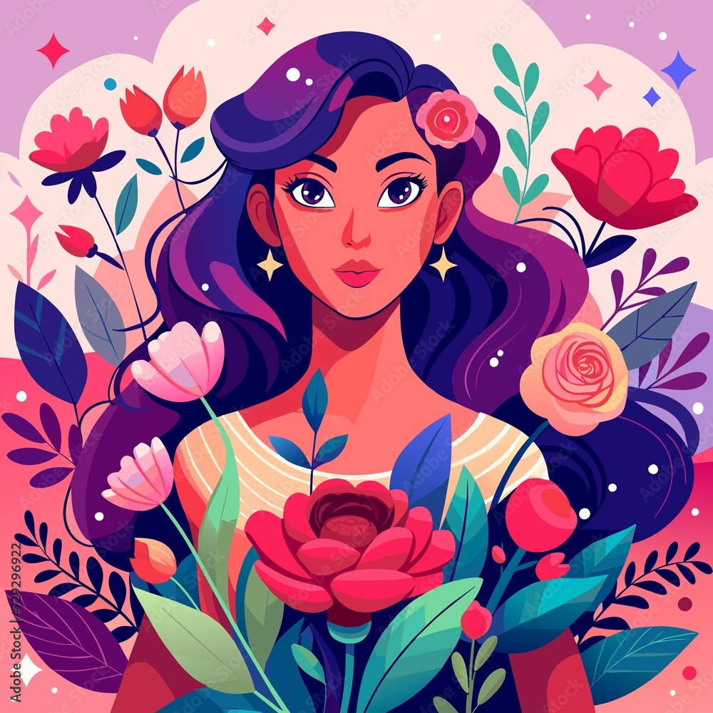 women with flower illustration women with flower illustration