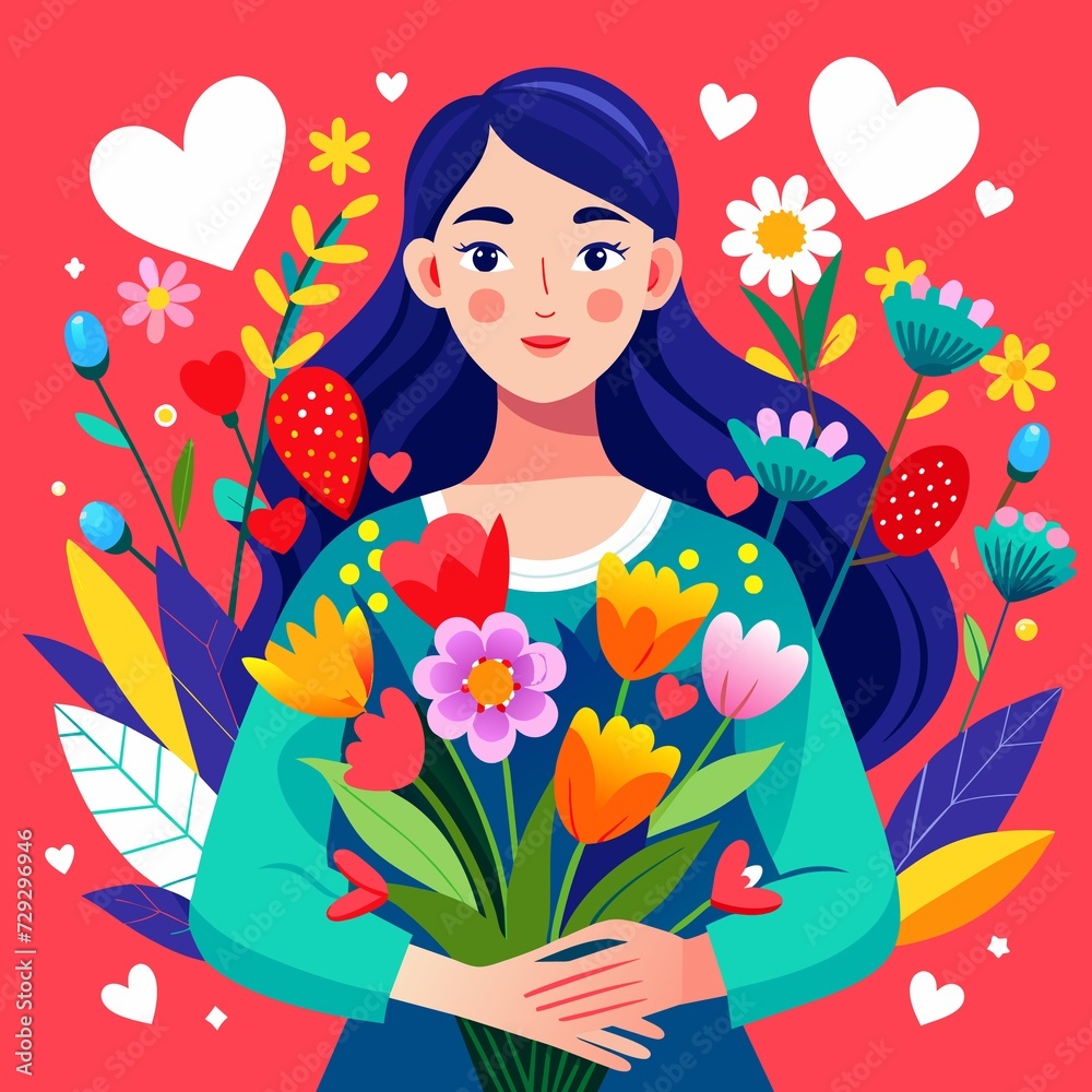 women with flower illustration women with flower illustration